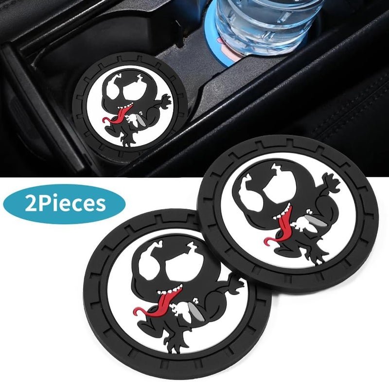 WiiFiive Venom Car Cup Holder Coasters for Marvel Fans, The Venom Car Coasters for Car Cup Holder Insert,Silicone Non-Slip Car Cup Mat,2.75'' - Image 2